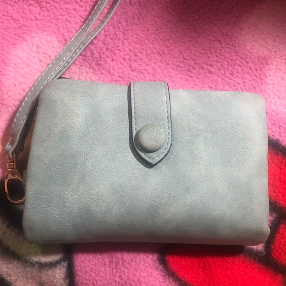 Light Blue Suede Wallet/Wristlet